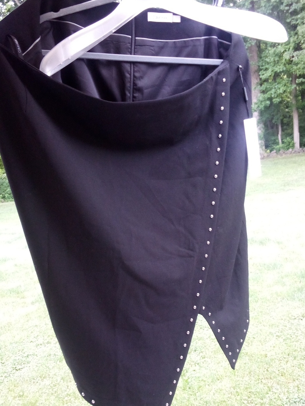Calvin Klein Black Stud-Trim Asymmetric Skirt -  Women Sz 22W  25"-28"  Length